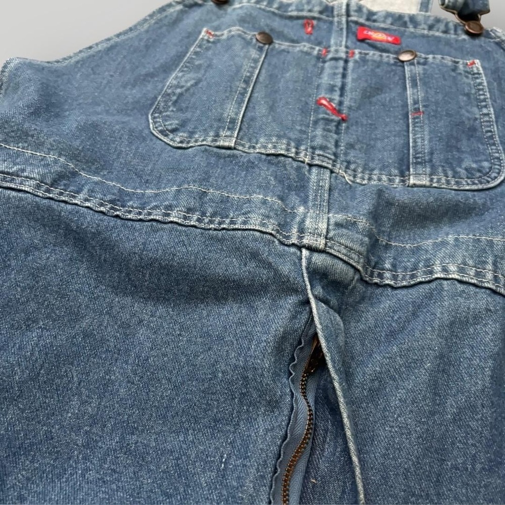 Dickies Overalls Mens 44x30 Blue Denim Bib Relaxed Fit Carpenter Pants Workwear - Picture 9 of 11